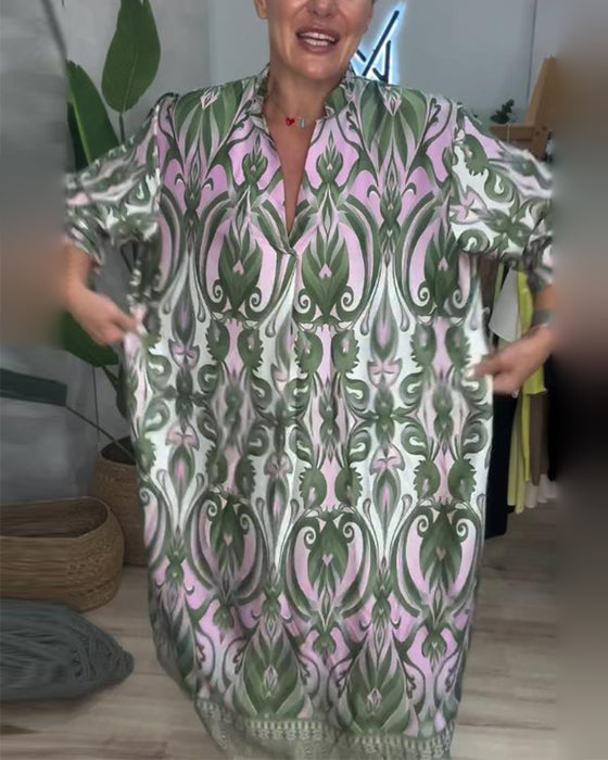 Sukienka Bufkowe Rękawy Paisley