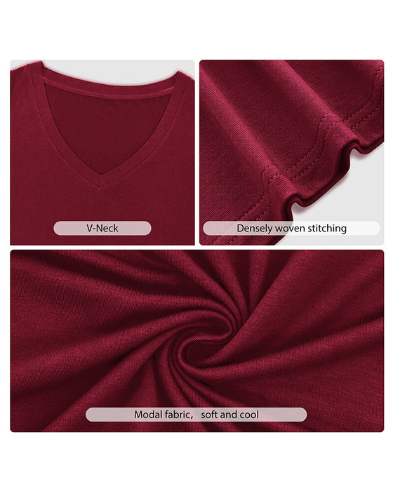 T-Shirt Nieregularny V-Dekolt Casual