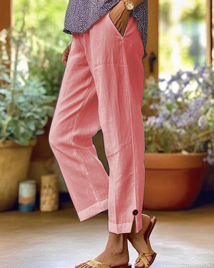 Spodnie Jednokolorowe Proste Nogawki Swobodne