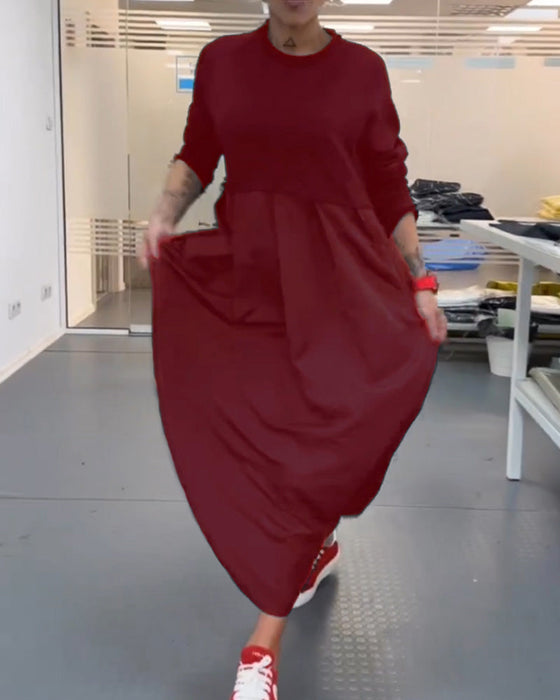 Luźna sukienka maxi w jednolitym kolorze