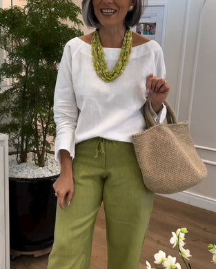 Prosty Top z Okrągłym Wypełnieniem, Jednokolorowym Kolorem i Długimi Rękawami