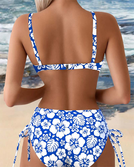 Kostium Kąpielowy Seksowny Kwiatowy Bikini