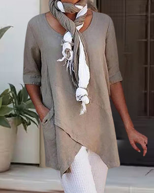 Asymetryczna bluzka w jednolitym kolorze