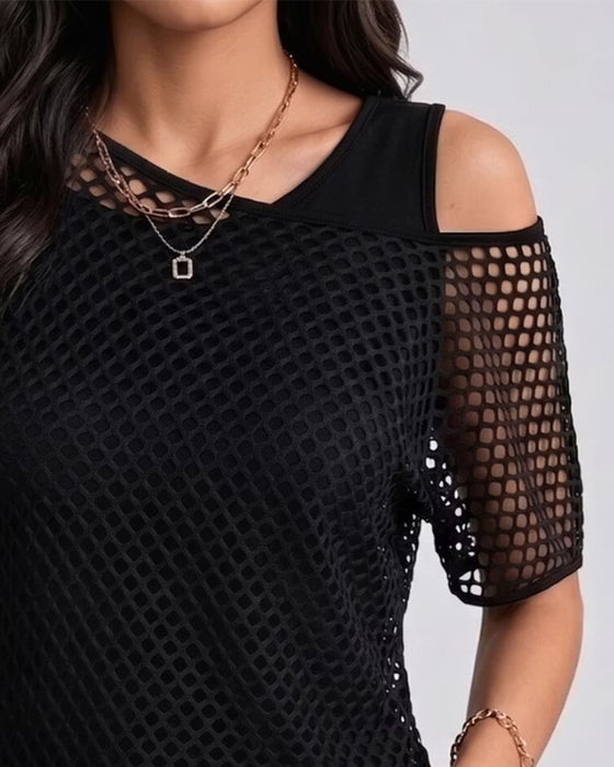 Set Mesh Off-Shoulder Dopasowany Tank