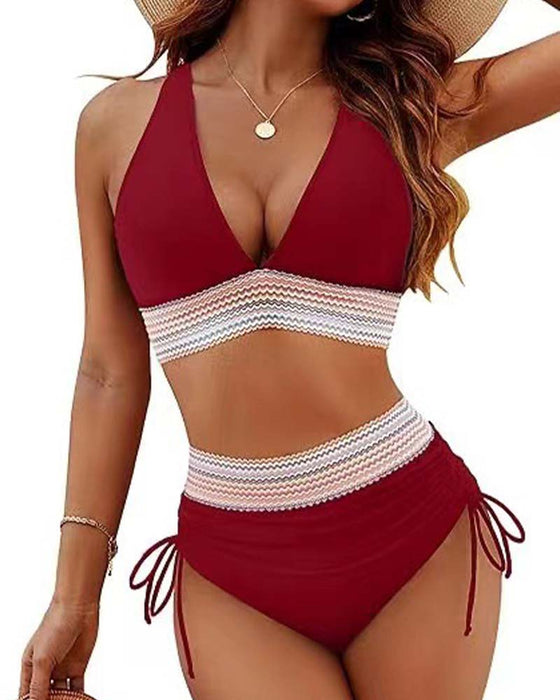 Bikini Wakacyjny Z Dekoltem V I Sznurówkami