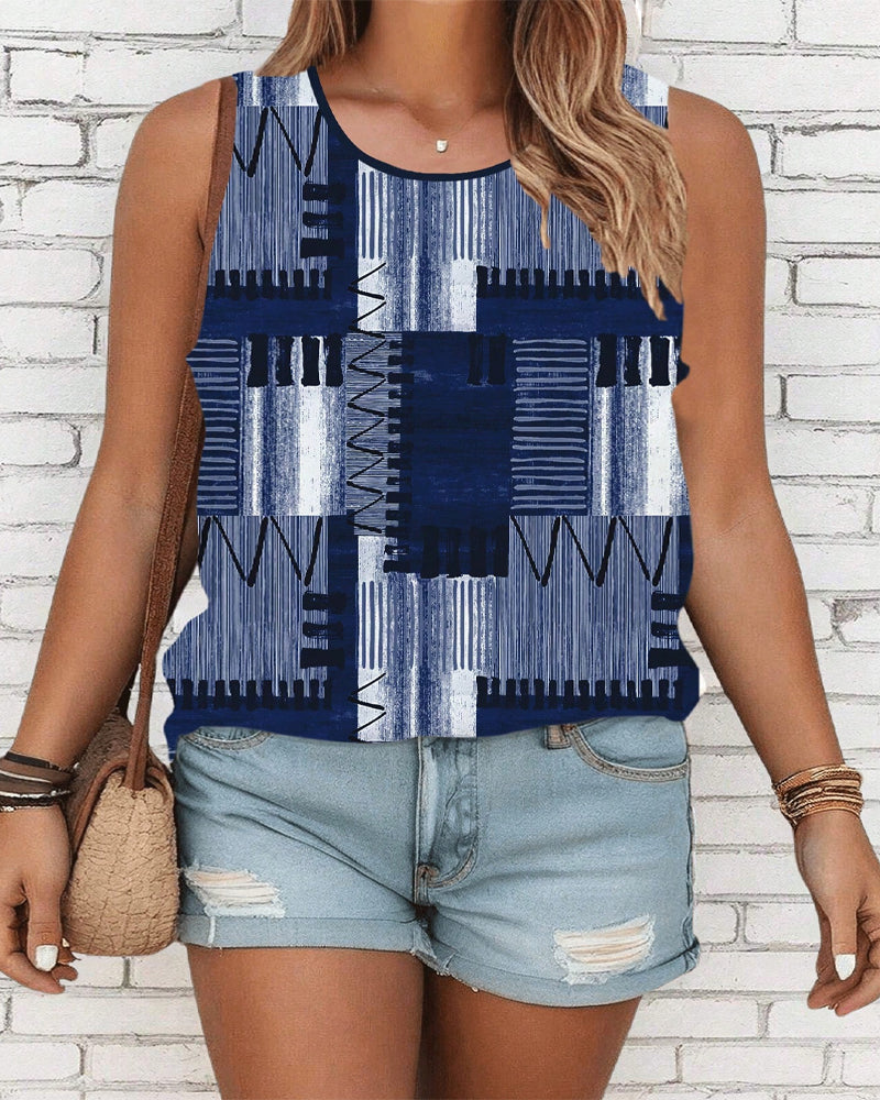 Top Bez Rękawów Wzór Vintage