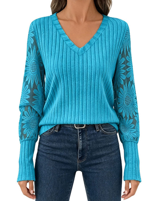Top Stylowy Koronkowe Wykończenie Patchwork