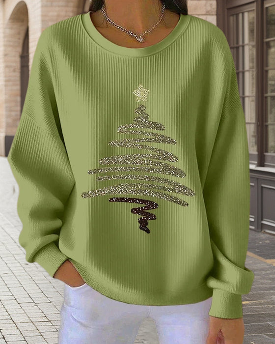 Bluza Luźna Wgłębienia Świąteczny Nadruk