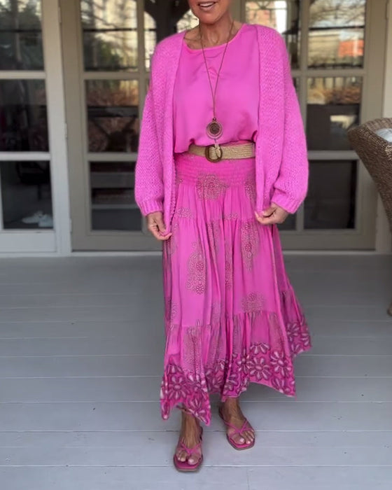 Kardigan z długim rękawem w jednolitym kolorze