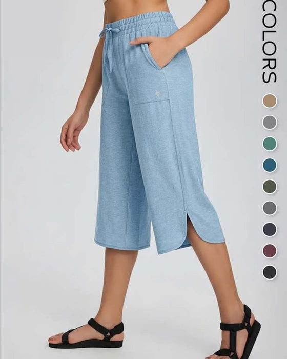 👖 Capris Kobiety Szeroka Noga Joga