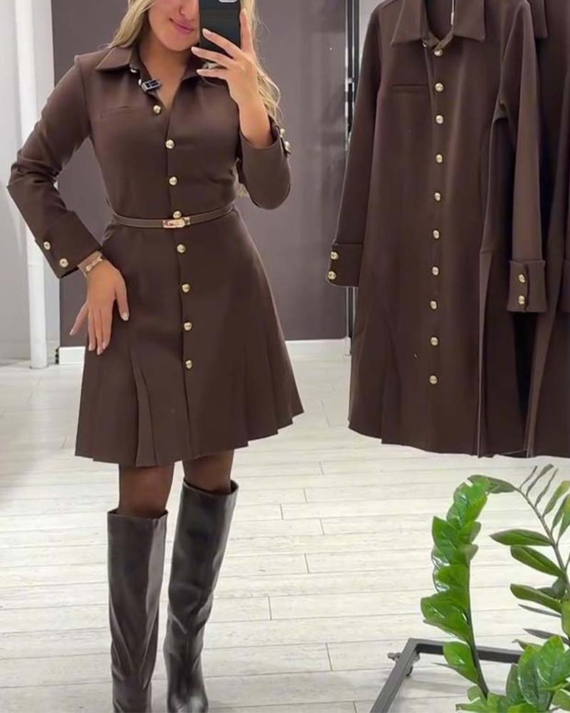 Sukienka Z Zapięciem Na Guziki I Długimi Rękawami