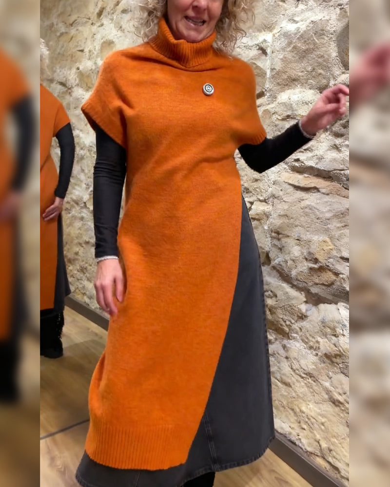 Krótki Rękaw Golf Z Rozcięciem I Golfowym Kołnierzem