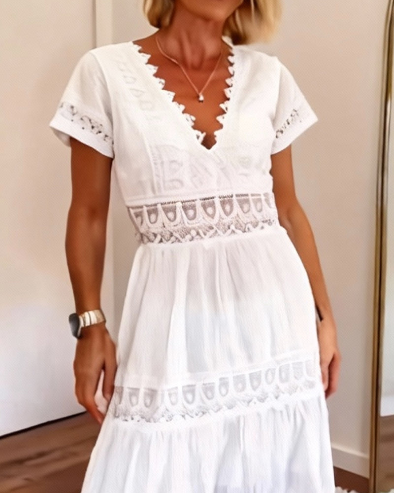 Sukienka Głęboki Dekolt W Serek Wycięcie Maxi