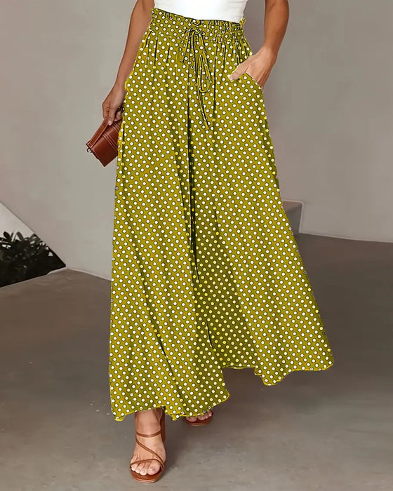 Spodnie Polka Kropka Wydruk Długie