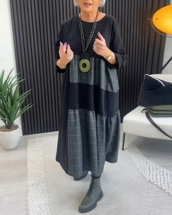 Sukienka w kratę z kieszonkami