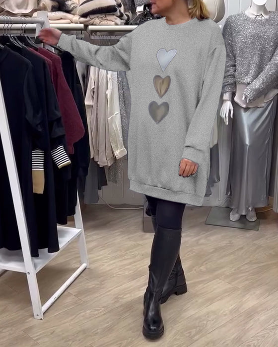 Sukienka Shift Wzór Serce Casual