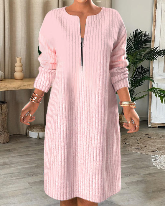 Jednokolorowa sukienka z zamkiem błyskawicznym