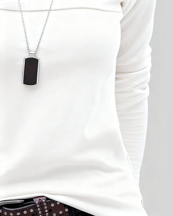 Top Slim Fit Plisowany Długi Rękaw