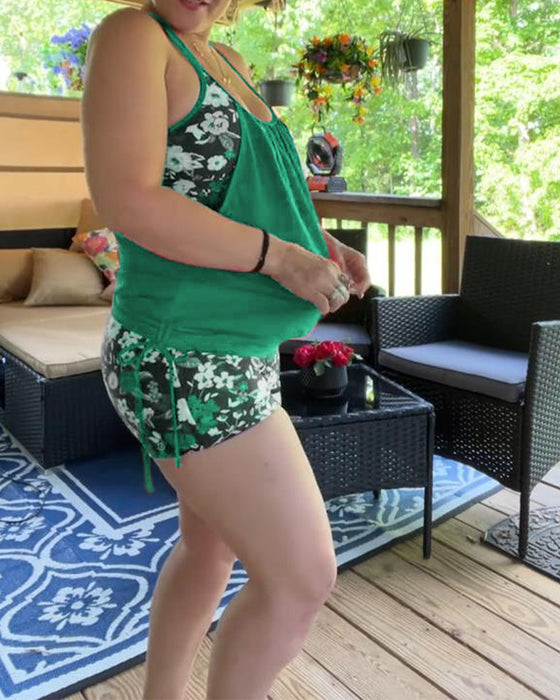 Strój Kąpielowy Drukowany Suspenders Boxer