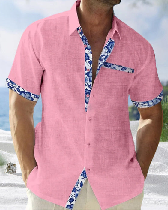 Koszula z krótkim rękawem z bawełny i lnu