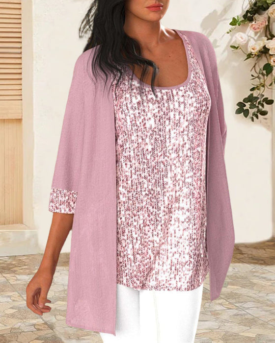 Bluzka i kardigan z cekinami