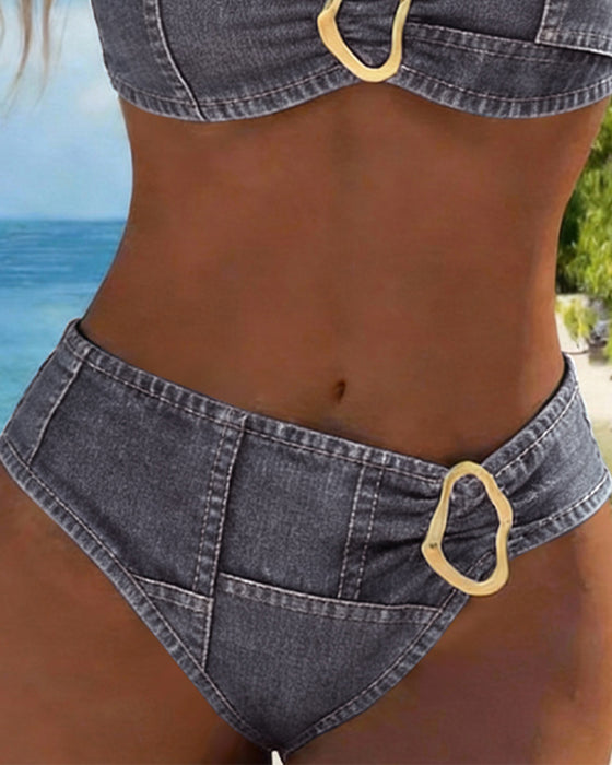 Bikini Podwiązka Metalowa Klamra Dwuczęściowy