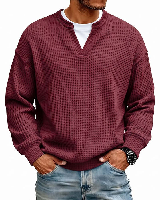 Sweatshirt Męski Okrągły Dekolt Sztuczna Warstwowość