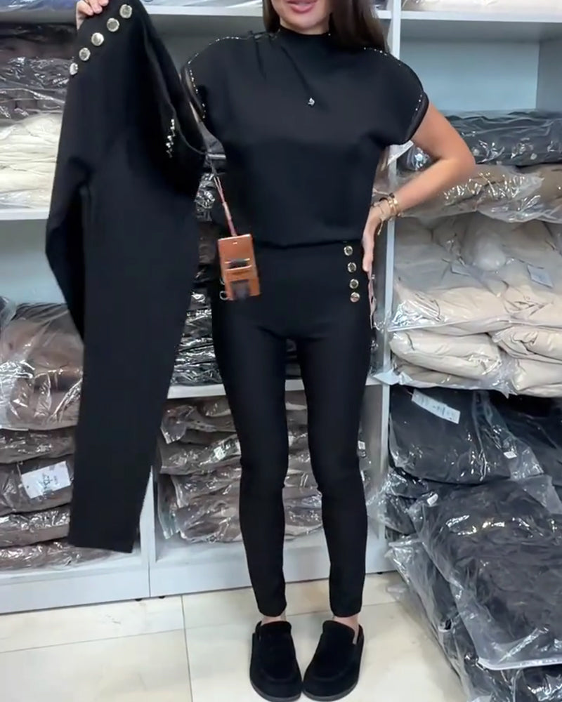 Stylowe Spodnie Z Zapięciem Na Guziki I Stretch