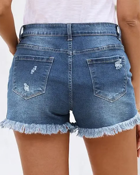 Szorty Surowe Wykończenie Denim