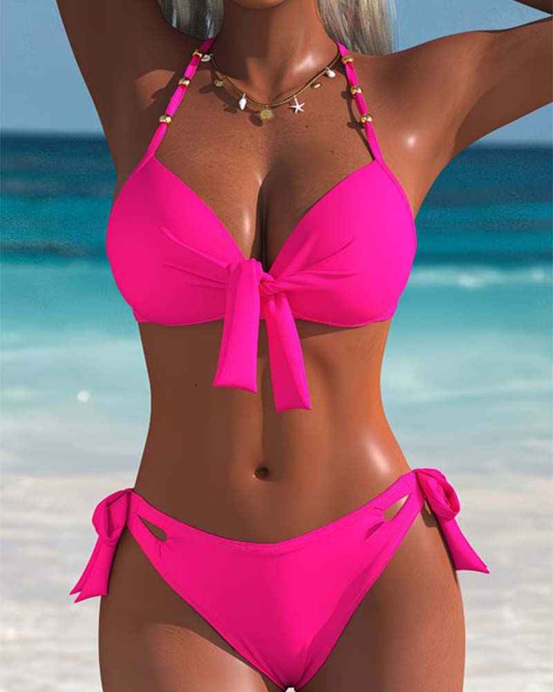 Bikini Seksowny Gładki Halter