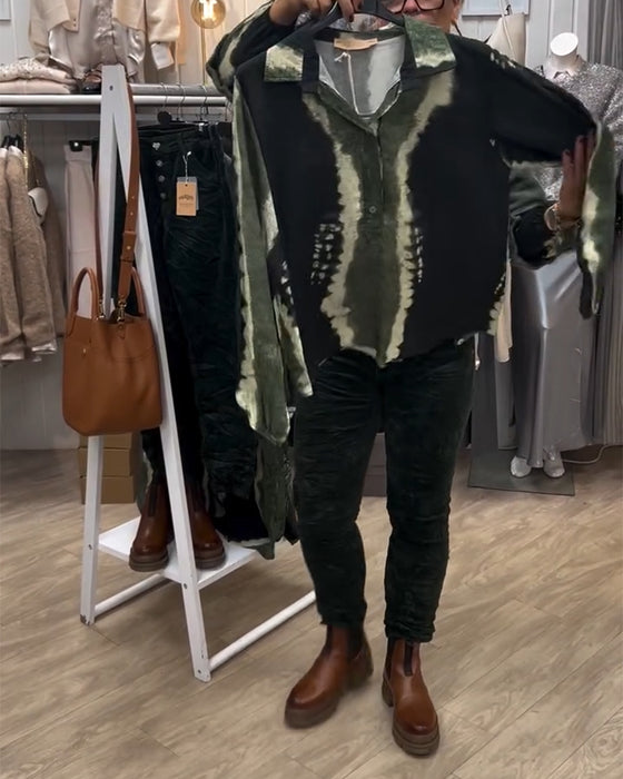 Koszula Z Klapami W Stylu Retro Z Długim Rękawem