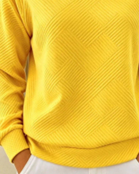 Bluza Dekolt W Serek W Paski Raglan Jednokolorowy