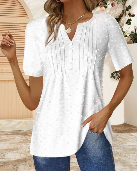 Bluzka z dekoltem w serek i krótkim rękawem