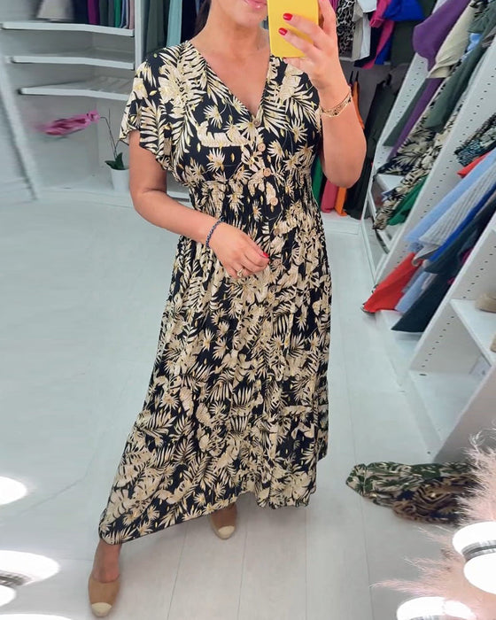 Sukienka z krótkim rękawem i dekoltem w kształcie litery V