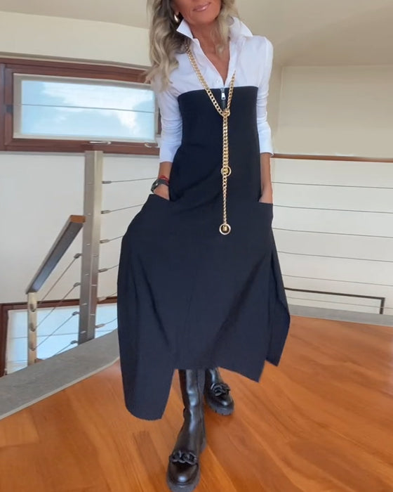 Modna jednokolorowa spódnica z kieszenią na suwak