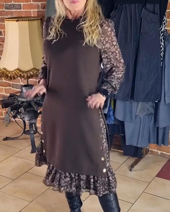 Sukienka Z Okrągłym Dekoltem Imitacja Dwuczęściowej