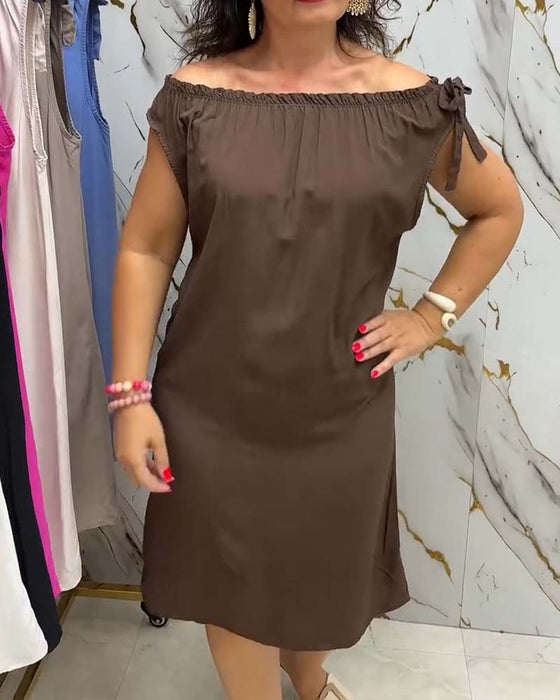 Sukienka Off-Shoulder Krawat Gładki