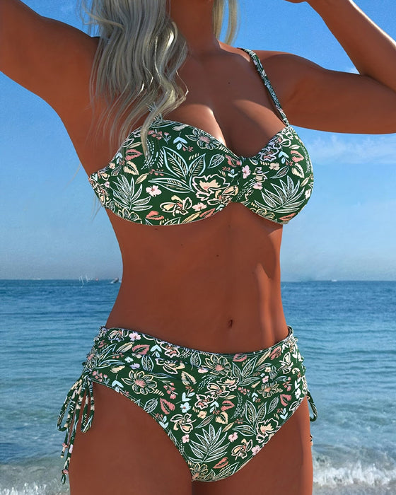Bikini Kwiatowy-Rozdzielony String