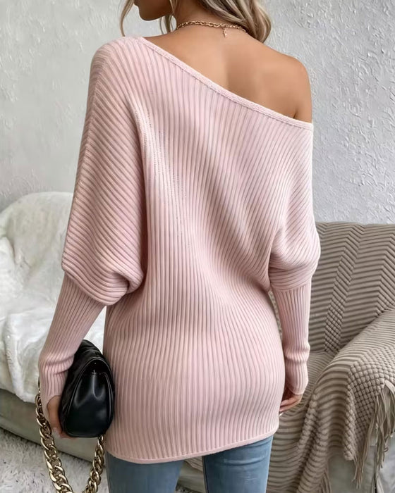 Sweter Jednolity Kolor Jedno Ramie