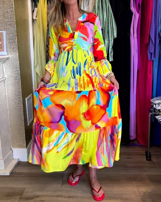 Rozkloszowana sukienka z nadrukiem