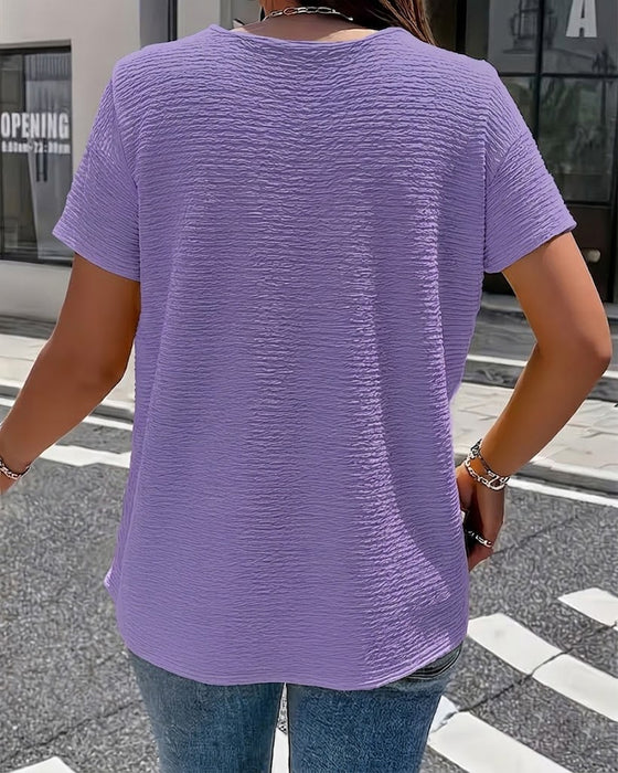 T-shirt Kołnierzyk Peter Pan Trzy Guziki