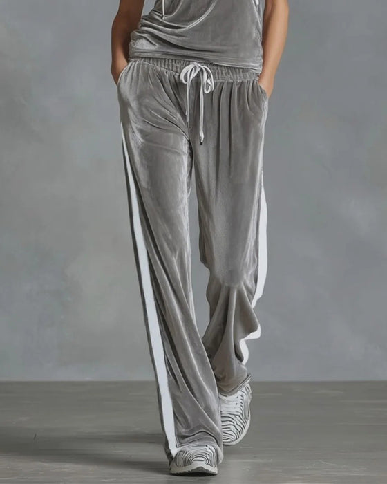 Set Aksamitny Z Kapturem Bez Rękawów