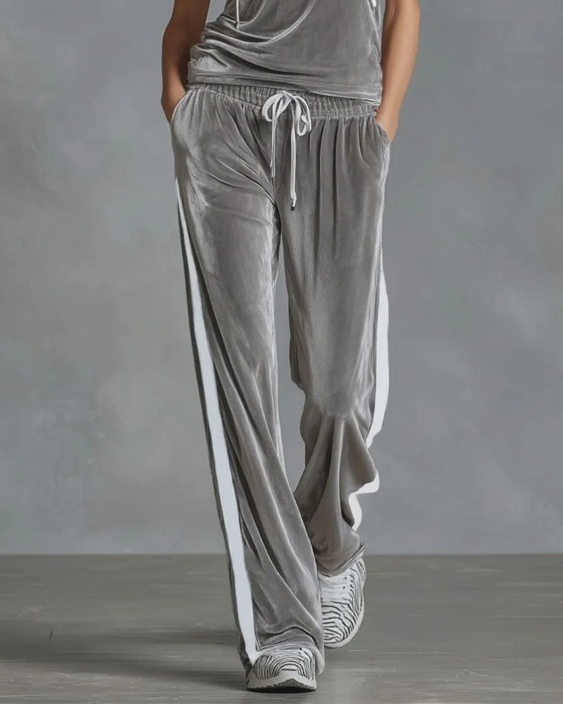 Set Aksamitny Z Kapturem Bez Rękawów