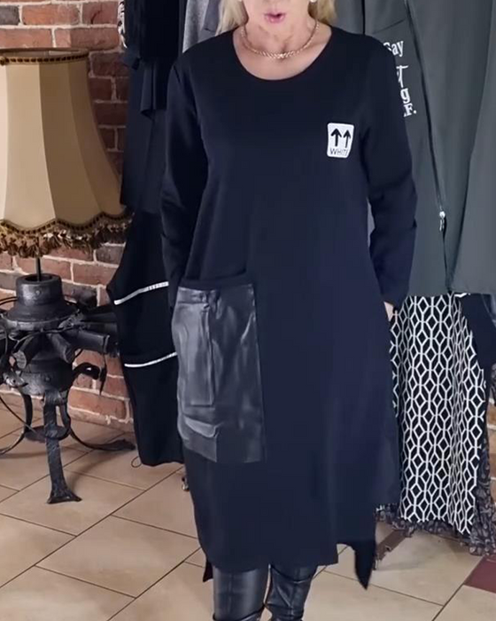 Sukienka Luźna Plus Size Panele Z Pu