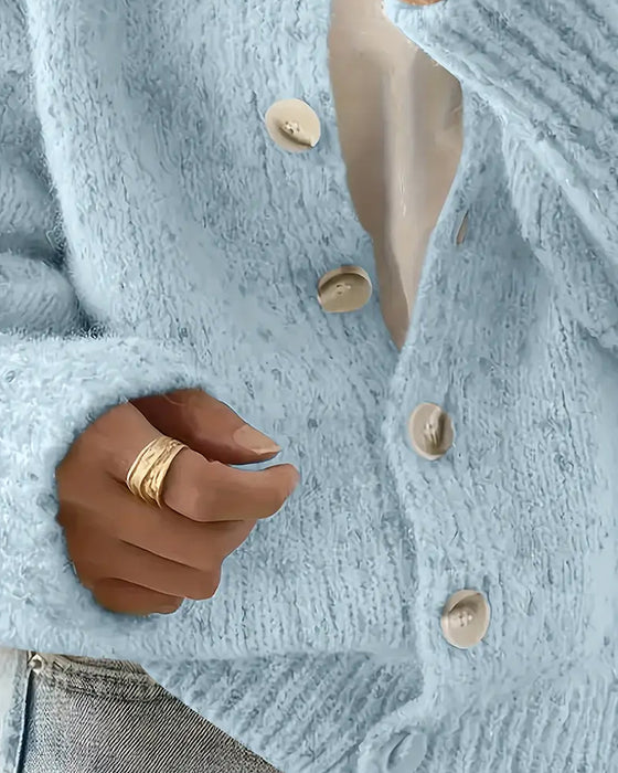 Wygodny Sweter-Kardigan w Jednym Kolorze