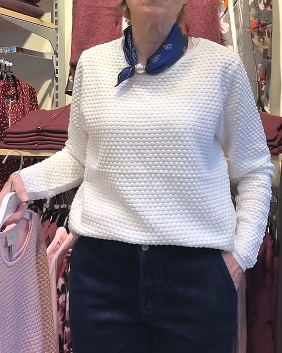 Bluza Okrągły Dekolt Pullover Jednokolorowy
