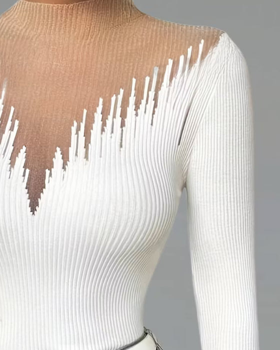 Sweter Swobodny Moda Długi Rękaw