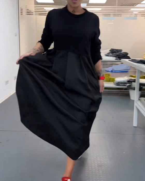 Luźna sukienka maxi w jednolitym kolorze