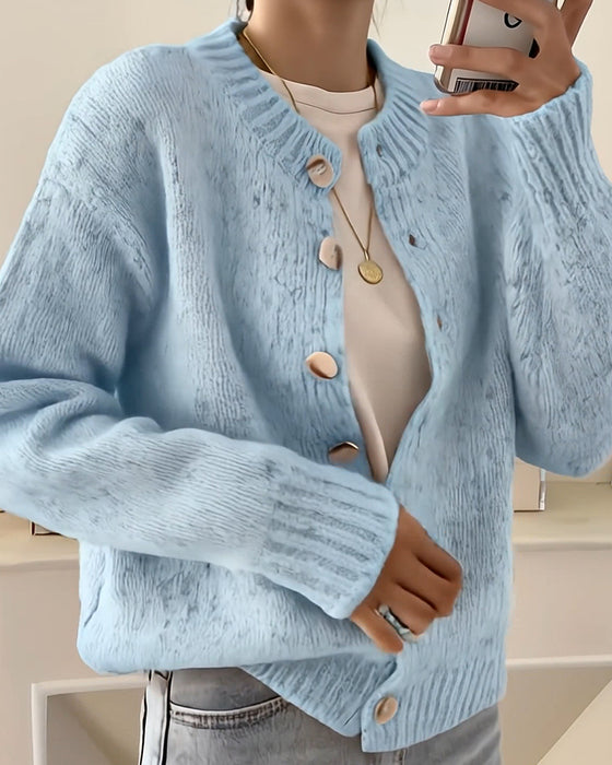 Wygodny Sweter-Kardigan w Jednym Kolorze