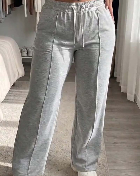 Sweatpants Ściągacz Prosta Noga